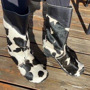 Sanita Cowhide Wooden Clog Boots